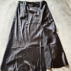 Princess Polly silk black midi skirt w slit